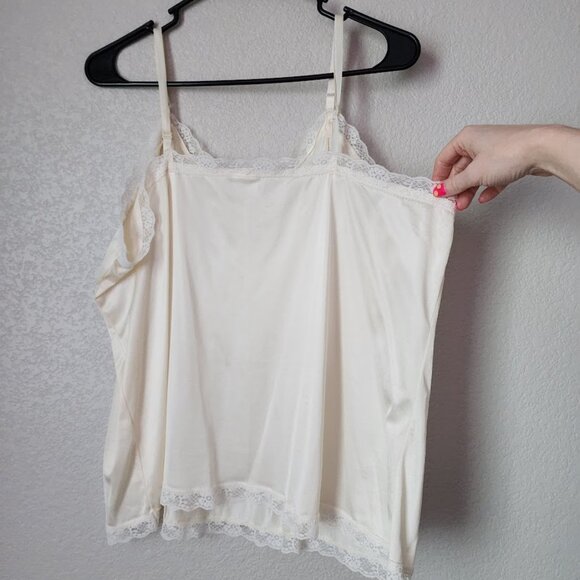 FIGURFIT‎ VINTAGE nylon slip cami top lace trim in cream size 46 - Picture 6 of 9